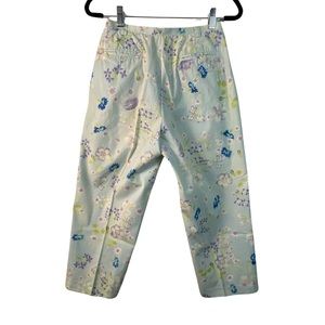 Vintage Guy Rover Womens Spring Summer Light Blue Floral Pastel Capri Pants S